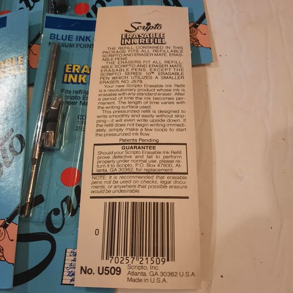Vintage SCRIPTO Blue Erasable Ink Refill - Medium Point - Box Lot Of 12 - NOS - Picture 3 of 5